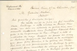 [Carta] 1935 sept. 27, Buenos Aires [a] Gabriela Mistral, Madrid