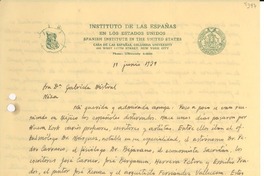 [Carta] 1939 jun. 11, New York, [EE.UU.] [a] Gabriela Mistral, Niza