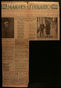 Gabriela Mistral es la otra fuerza que América ofrece para restablecer la condición humana en el mundo la poeta de Chile - americana casi enseguida, mundial ahora, - ha posado muchas veces sus ojos y su altísimo pensar sobre este milagroso Uruguay