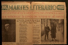 Gabriela Mistral es la otra fuerza que América ofrece para restablecer la condición humana en el mundo la poeta de Chile - americana casi enseguida, mundial ahora, - ha posado muchas veces sus ojos y su altísimo pensar sobre este milagroso Uruguay