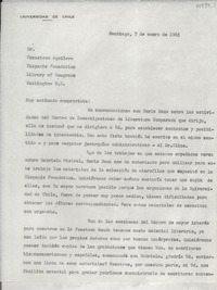 [Carta] 1965 ene. 7, Santiago, [Chile] [a] Dr. Francisco Aguilera, Hispanic Foundation Library of Congress, Washington D.C.