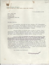 [Carta] 1971 sept. 7, Buenos Aires, Argentina [a] Srta. Doris Dana, P. O. Box 784, Hildreth Lane, Bridgehampton, New York, U. S. A.