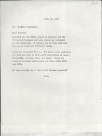 [Carta] 1971 Apr. 21, [EE.UU.] [a] Barbara Perlmutter, [EE.UU.]