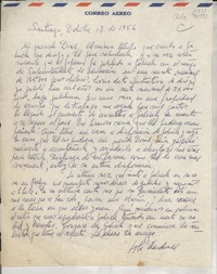 [Carta] 1956 oct. 1, Santiago, [Chile] [a] Mi querida Doris [Dana]