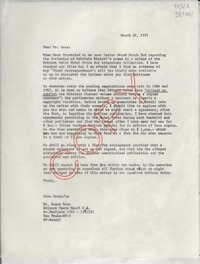 [Carta] 1971 Mar. 26, [Estados Unidos] [a] Mr. Roger Ross, Editora Opera Mundi S. A., av. Paulista 1765, Sao Paulo, Brazil