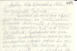 [Carta] 1956 nov. 14, La Paz [a] Gabriela Mistral