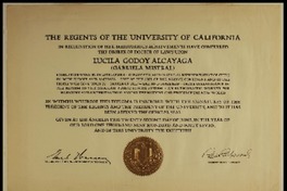 [Diploma] 1947 June 22, Los Angeles, Estados Unidos [a] Gabriela Mistral