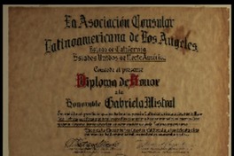 [Diploma] 1946 sept. 30, Los Angeles, Estados Unidos [a] Gabriela Mistral