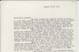 [Carta] 1950 ago. 29, Buenos Aires, [Argentina] [a] Gabriela [Mistral]