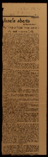 Janela aberta as "Vitórias Régias" e um incidente diplomático com o Chile