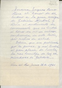 [Carta] 1961 jun. 26, Viña del Mar, [Chile] [a] [Doris Dana]