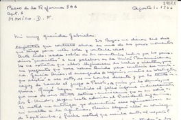 [Carta] 1946 ago. 1, México D. F. [a] Gabriela Mistral