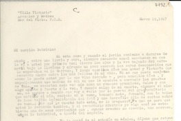 [Carta] 1947 mar. 19, Mar del Plata, [Argentina] [a] Gabriela Mistral