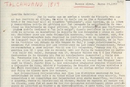 [Carta] 1952 mar. 29, Buenos Aires, [Argentina] [a] Gabriela [Mistral]