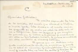 [Carta] 1947 sept. 4, Montevideo [a] Gabriela Mistral