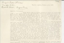 [Carta] 1952 jul. 1, Buenos Aires, [Argentina] [a] Gabriela [Mistral]