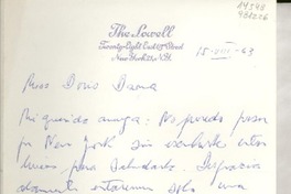 [Carta] 1963 ago. 15, New York, [EE.UU.] [a] Miss Doris Dana, [EE.UU.]