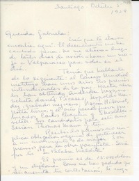 [Carta] 1954 oct. 5, Santiago, [Chile] [a] Gabriela [Mistral]