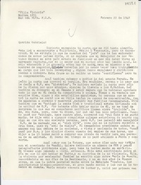 [Carta] 1948 feb. 22, Mar del Plata, [Argentina] [a] Gabriela Mistral