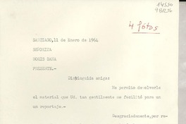 [Carta] 1964 ene. 11, Santiago, [Chile] [a la] Señorita Doris Dana
