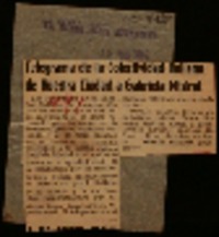 Telegrama de la colectividad italiana de nuestra ciudad a Gabriela Mistral.