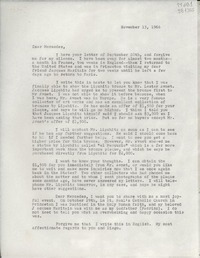 [Carta] 1966 Nov. 13, [Estados Unidos] [a] Dear Mercedes