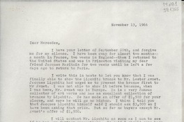 [Carta] 1966 Nov. 13, [Estados Unidos] [a] Dear Mercedes