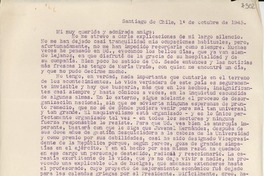 [Carta] 1945 oct. 1, Santiago de Chile [a] Gabriela Mistral