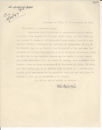 [Carta] 1946 nov. 26, Santiago de Chile [a] Gabriela Mistral