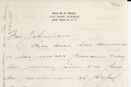 [Carta] New York, [EE.UU.] [a] Gabriela [Mistral]