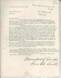 [Carta] 1967 abr. 5, Llolleo, [Chile] [a] Srita. Doris Dana, New York