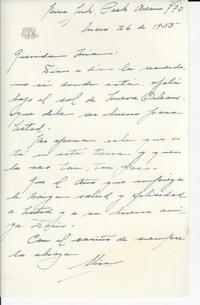 [Carta] 1955 ene. 26, New York, [EE.UU.] [a] Gabriela [Mistral]