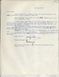 [Carta] 1967 jun. 7, Madrid, [España] [a] Dear Doris [Dana]