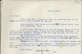 [Carta] 1967 jun. 7, Madrid, [España] [a] Dear Doris [Dana]