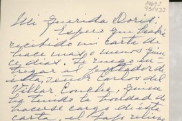 [Tarjeta] 1968 mar. 21, Santiago, [Chile] [a] Mi querida Doris [Dana]