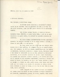 [Carta] 1949 jun. 1, México D.F. [a] Gabriela Mistral