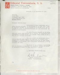[Carta] 1966 dic. 27, Santiago, [Chile] [a] Señorita Doris Dana, Hackgreen Road, Pond Ridge, Nueva York, Estados Unidos