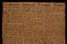 Gabriela Mistral, Premio Nobel