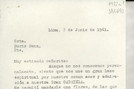[Carta] 1961 jun. 8, Lima, [Perú] [a] Srta. Doris Dana