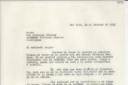[Carta] 1955 feb. 15, New York [a] Santiago Polanco, Washington