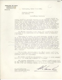 [Carta] 1955 mar. 9, Washington [a] Gabriela Mistral, Long Island