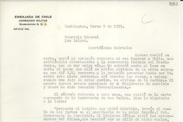 [Carta] 1955 mar. 9, Washington [a] Gabriela Mistral, Long Island