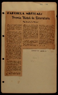 Gabriela Mistral Premio Nobel de literatura