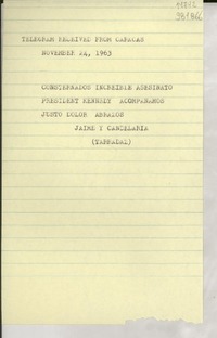 [Telegrama] 1963 nov. 24, Caracas, [Venezuela] [a] Doris Dana