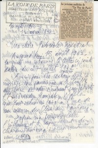 [Carta] 1943 avril 15, Montevideo [a] Gabriela Mistral