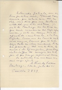 [Carta] [19]41 jul., Santiago, Chile [a] Gabriela [Mistral]