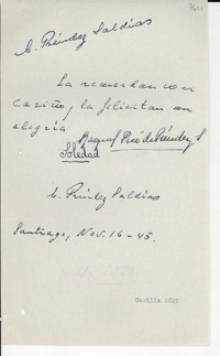 [Carta] 1945 nov. 16, Santiago, [Chile] [a] [Gabriela Mistral]