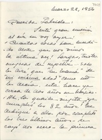 [Carta] 22 mar. 1956 [a] Gabriela [Mistral]