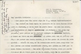 [Carta] 1949 Mar. 7, Sierra Madre, California [a] Gabriela Mistral