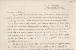 [Carta] 1949 oct. 14, Sierra Madre, California [a] Gabriela Mistral